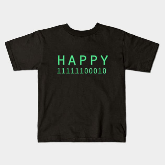 Happy 2018 - Binary number Kids T-Shirt by PrintablesPassions